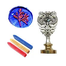 Подпись индивидуальная восковая печать комплект печатей лист завод природа металлический Дракон ручка Винтаж Свадебные приглашения(Дракон Серебро