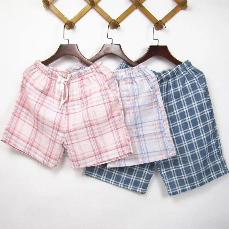 Various Summer Plaid Short Sleep Bottoms Women Men Sleepwear Pants Soft Home Shorts Couple Casual Pajamas Pants Beach Trousers