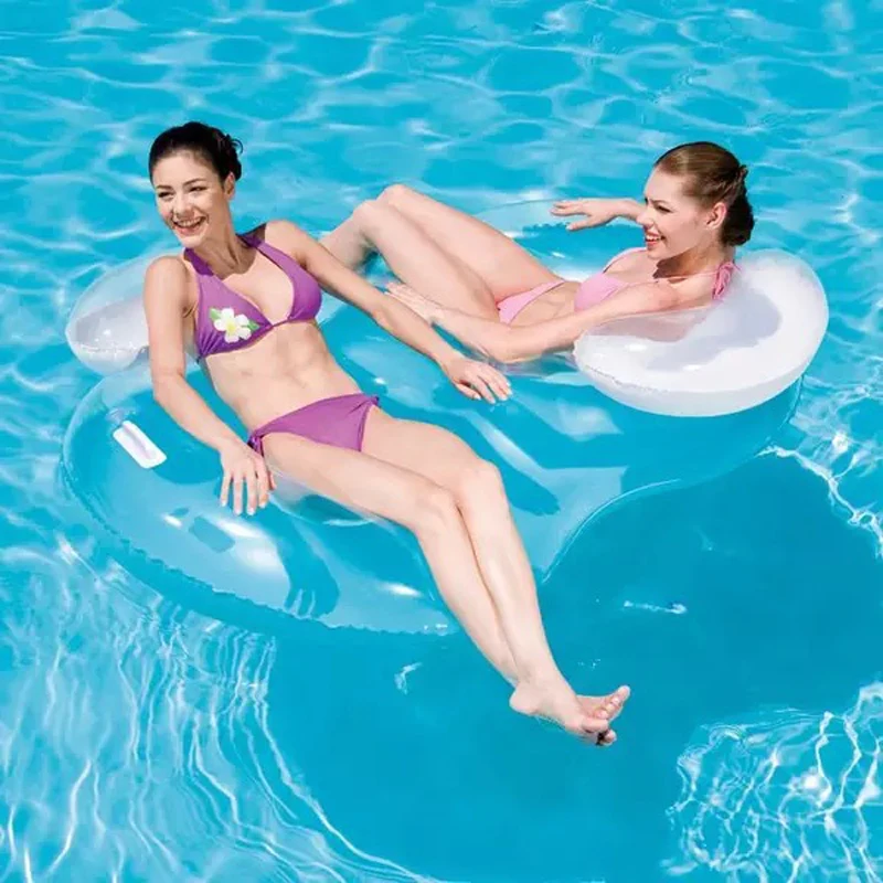 cheap New 2019 Double double pillow 8 word floating ring water bed water cushion inflatable floating row