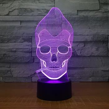 

3D skull head 7 color modeling night light home gifts LED table lamp 1522