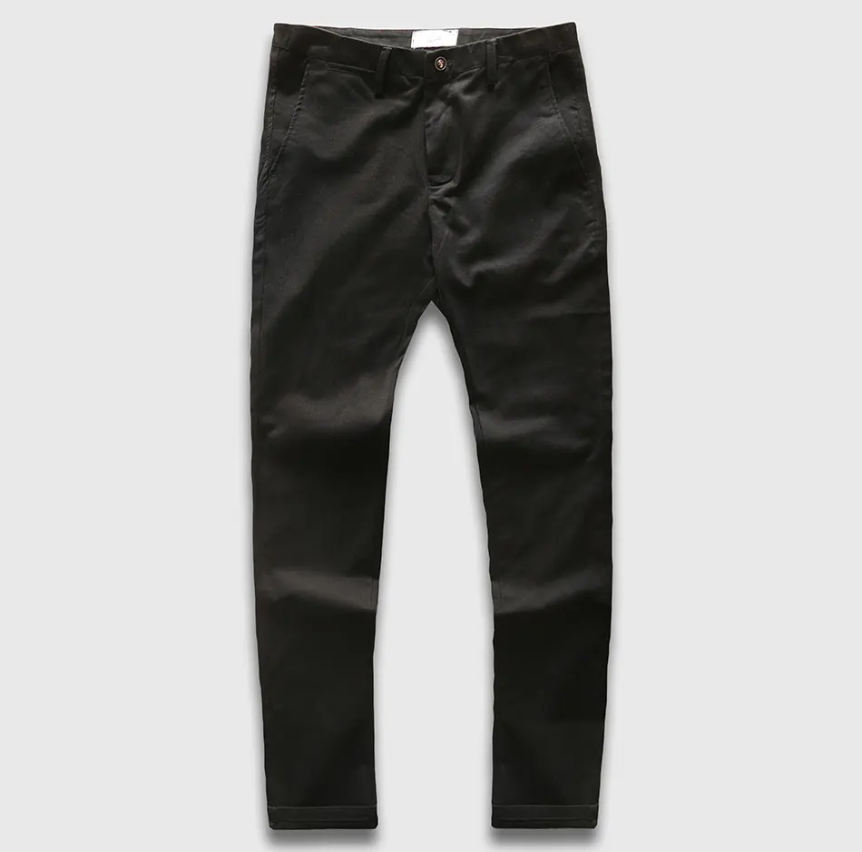 Zecmos тонкие прямые мужские повседневные штаны, мужские осенние зимние новые модные брюки размера плюс с карманами - Цвет: Черный
