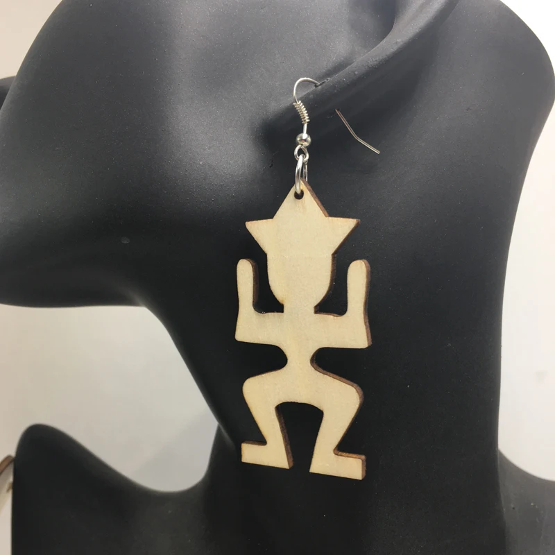 6cm african Wooden Earrings can mixed 4 colorsin Drop Earrings from