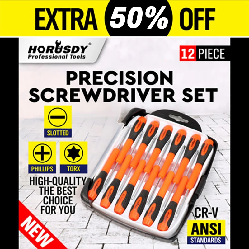 HORUSDY Precision Screwdriver Set Torx Multi-function Mini Screwdriver Bits For Computer PC Mobile Phone Repair Hand Tools 12Pcs