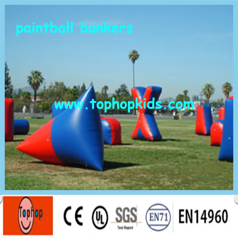 Factory Direct Blue And Red Customized Pvc Inflatable Paintball Bunker