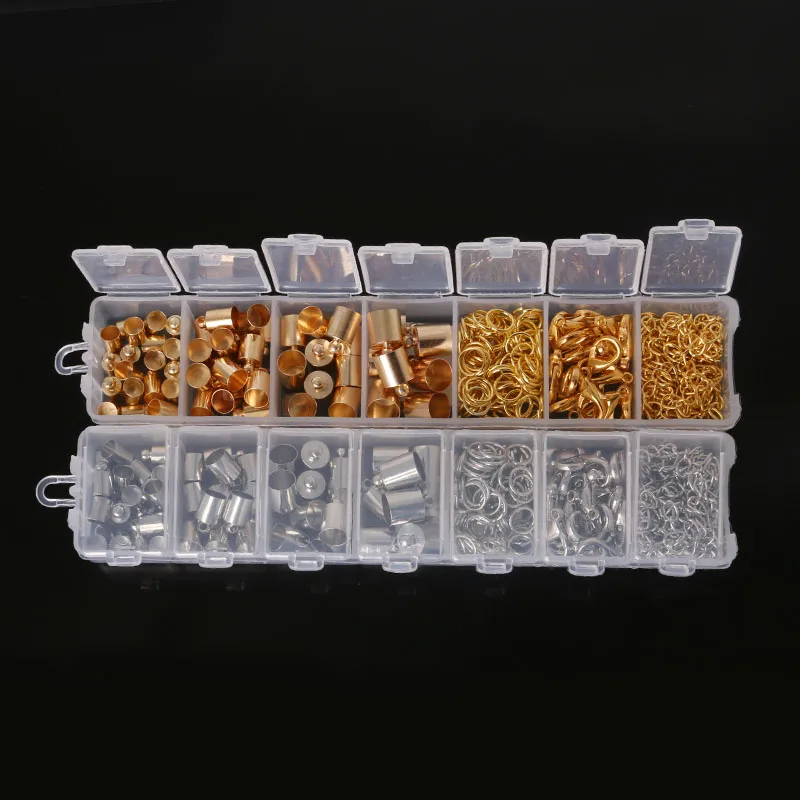 

Wholesale 200Pcs Mix Style End Cap/Open Jump Ring/Lobster Clasp Hooks/Extension Chain For Jewelry Making Findings DIY Accessorie