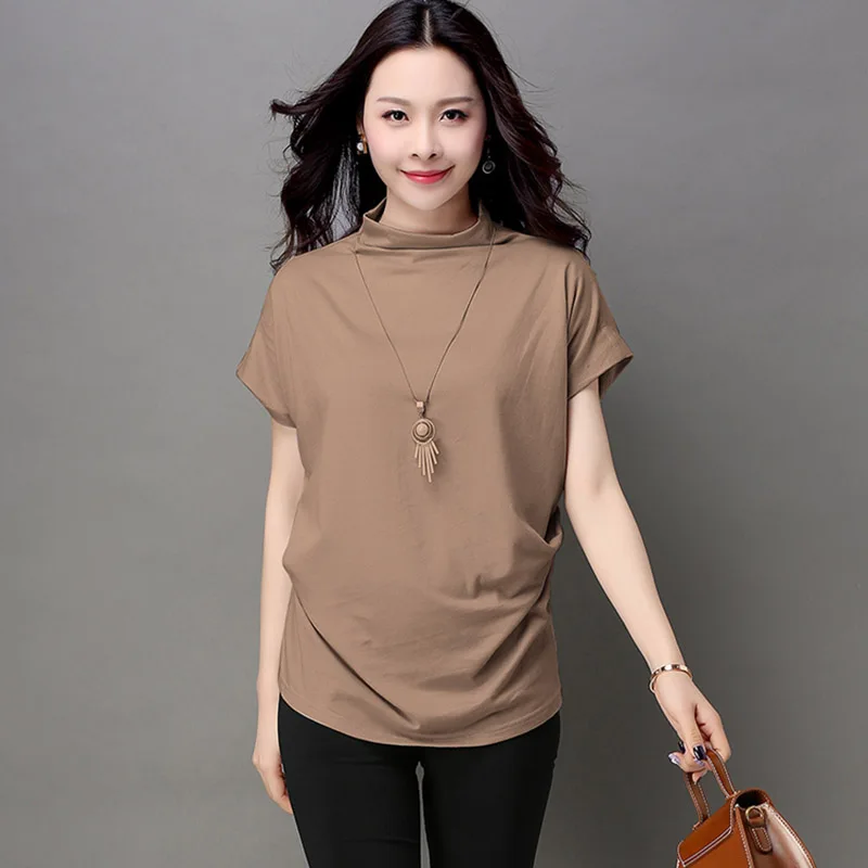 Blusas y Camisas Mujer женские летние модные топы с высоким воротом рукавом летучая мышь