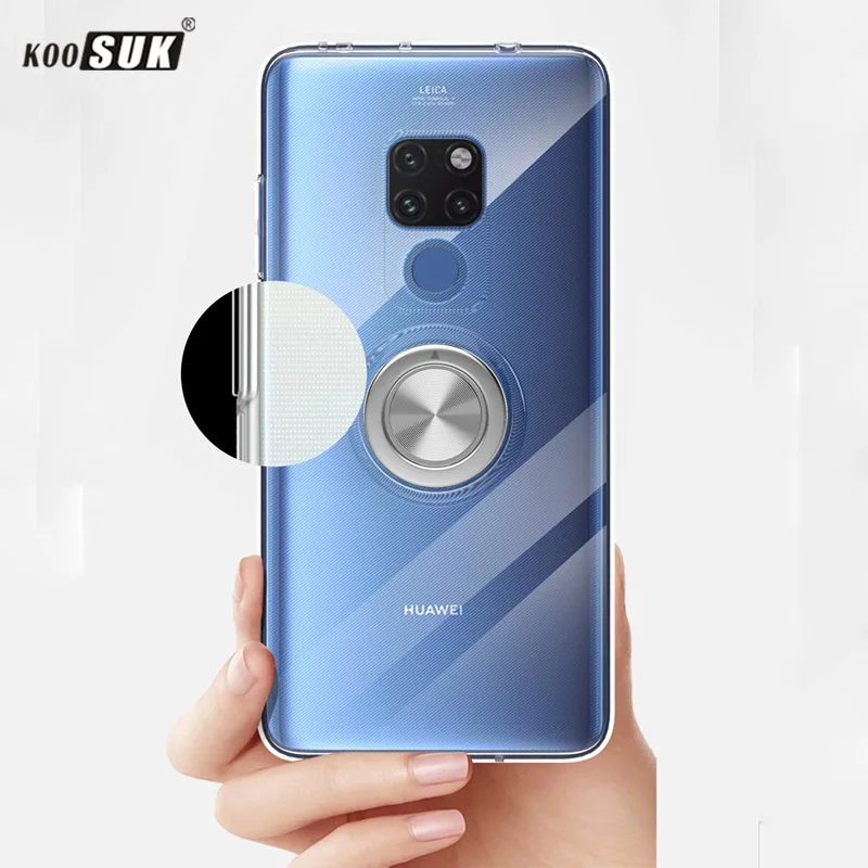 Чехол для Huawei Mate 20X роскошная Прозрачная мягкая силиконовая защита из ТПУ кольцо
