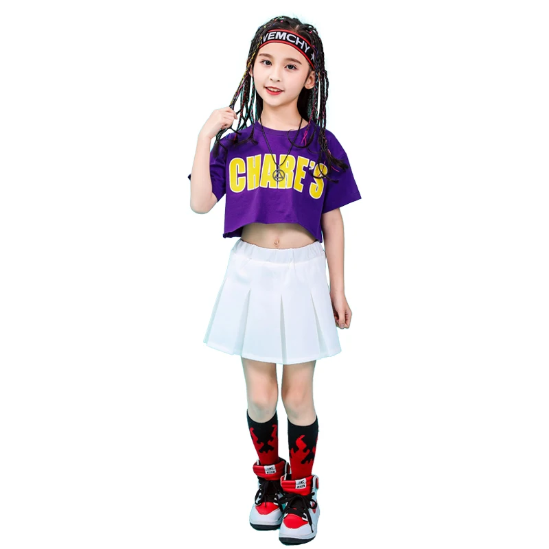 Summer baby girls clothing set Cotton cheerleader costume kids hip hop dance costumes kids toddler girl clothes 130 140 150 160 (20)