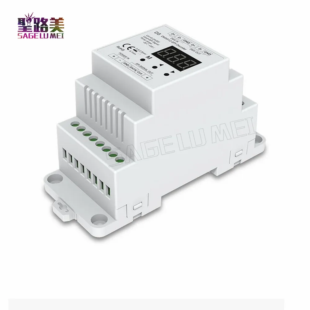 

High quality DC5V 12V 24V DMX512 signal to SPI Converter DMX decoder controller support 6803/8806/2811/2812/2801/3001/9813 IC