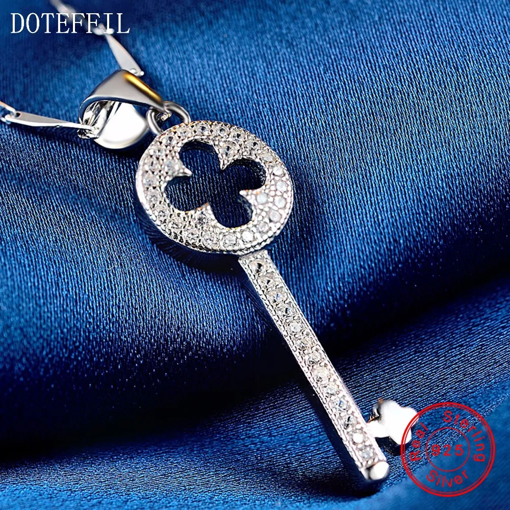 Key Necklace Women 925 Silver Charm Jewelry Necklace High Quality 100
