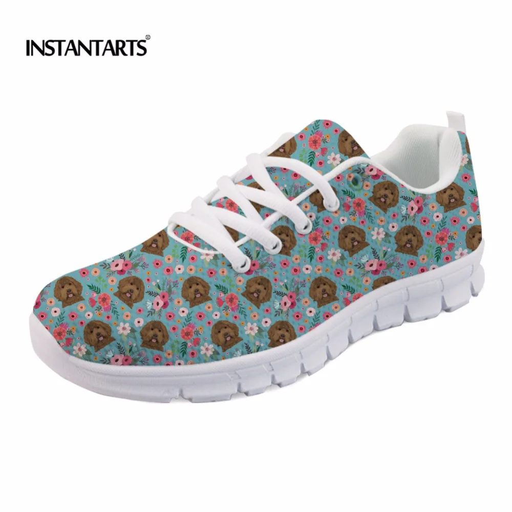 

INSTANTARTS Casual Women Flats Shoes Cute Animal Puppy Labradoodle Flower Print Female Mesh Flats Shoes Fashion Spring Sneakers