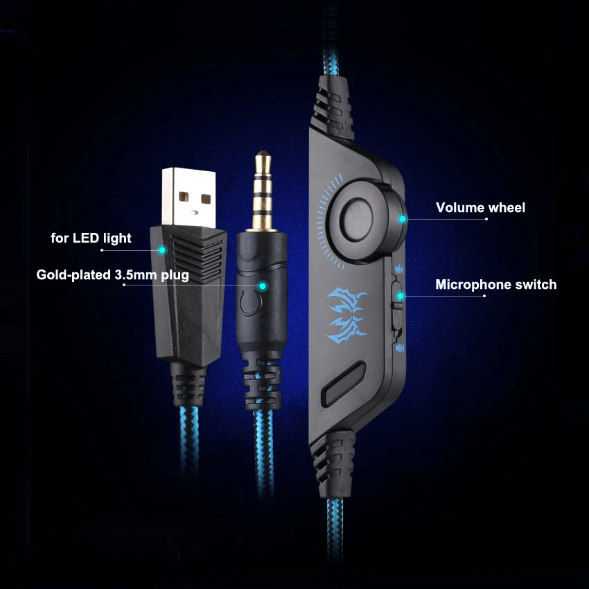 Игровые наушники KOTION G9000 3 5 мм шлем стерео гарнитура с микрофоном светодиодный