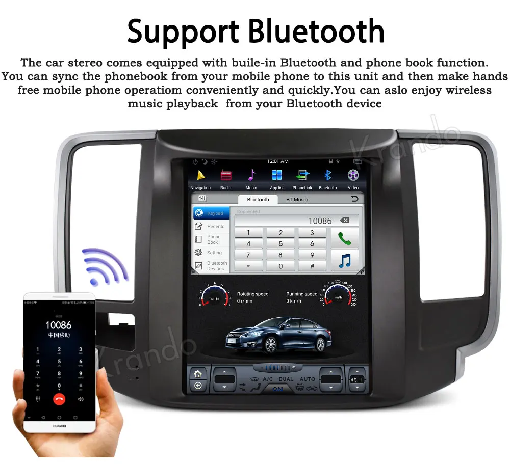 Flash Deal Krando Android 8.1 10.4"Tesla style Vertical screen car dvd radio multimedia system player For Nissan Teana 2008-2012 navigation 2