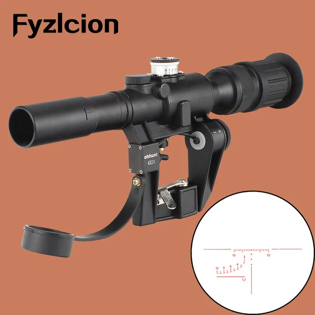 

Tactical Red Illuminated 4x24 PSO-1 Type Riflescope for Dragonov SVD Sniper Rifle Series AK Rifle Scope Hunting