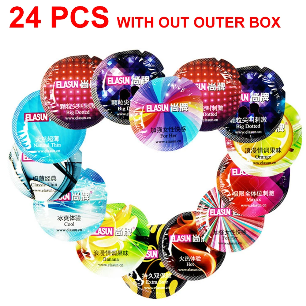 ELASUN 24pcs/Lot natural latex Condoms 8 style thread praticles G spot Ultra thin condoms for men sex toys penis sleeve adult ELASUN 24pcs/Lot natural latex Condoms 8 style thread praticles G spot Ultra thin condoms for men sex toys penis sleeve adult