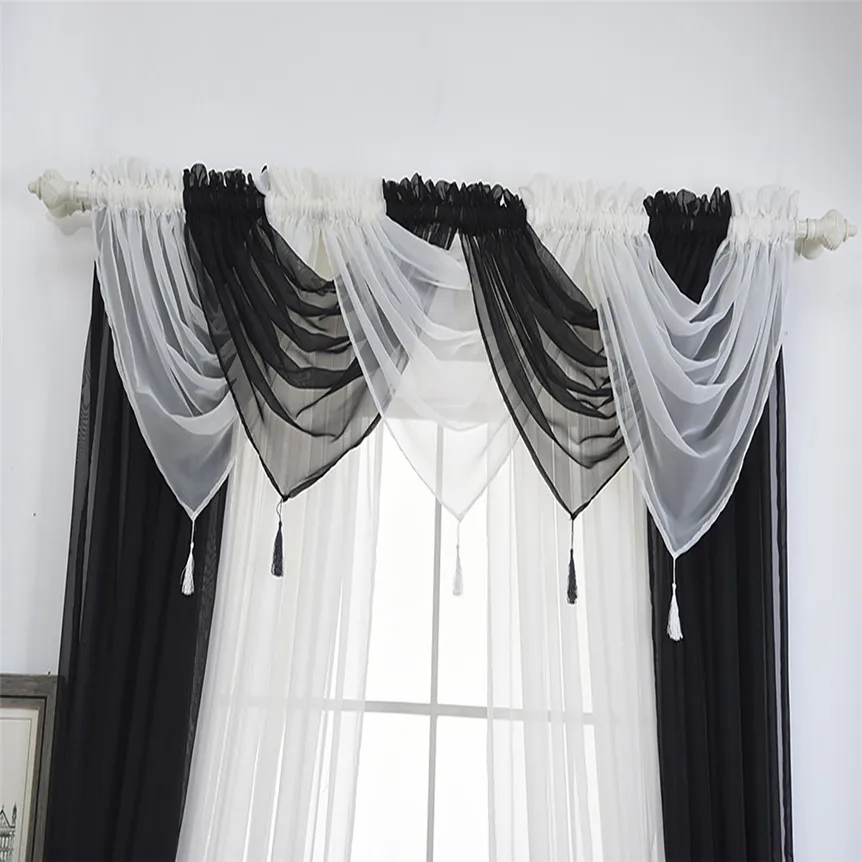 

DIVV Voile Curtain Swags Modern Style Pelmet Valance Net Curtains Voile Swag For Home Room Decoratiion Drop shipping 71229