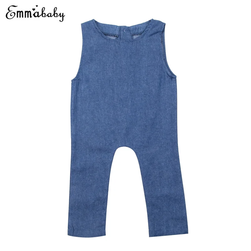 Newborn Baby Kid Boy Girl Jumpsuit Sleeveless Denim Romper Jumpsuits
