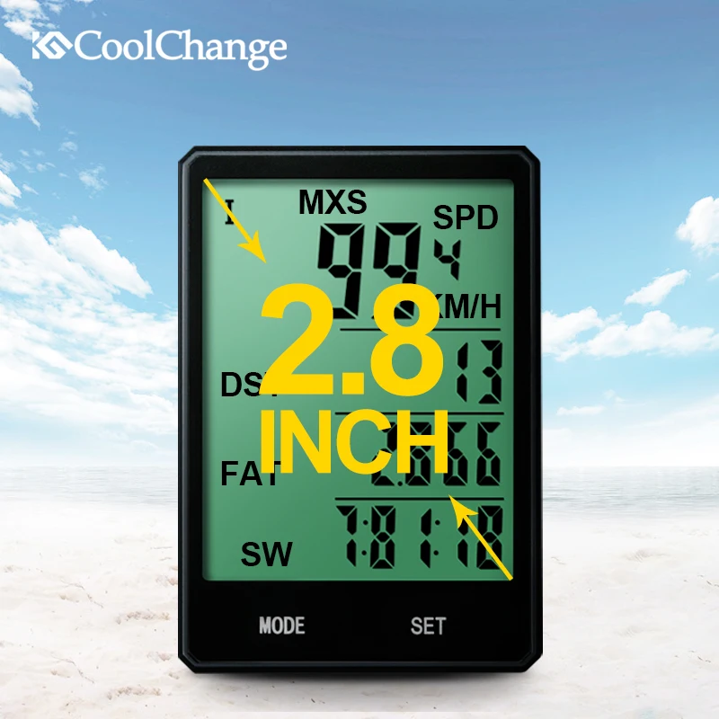 CoolChange 2 8 ''большой экран велосипедный компьютер непромокаемый беспроводной