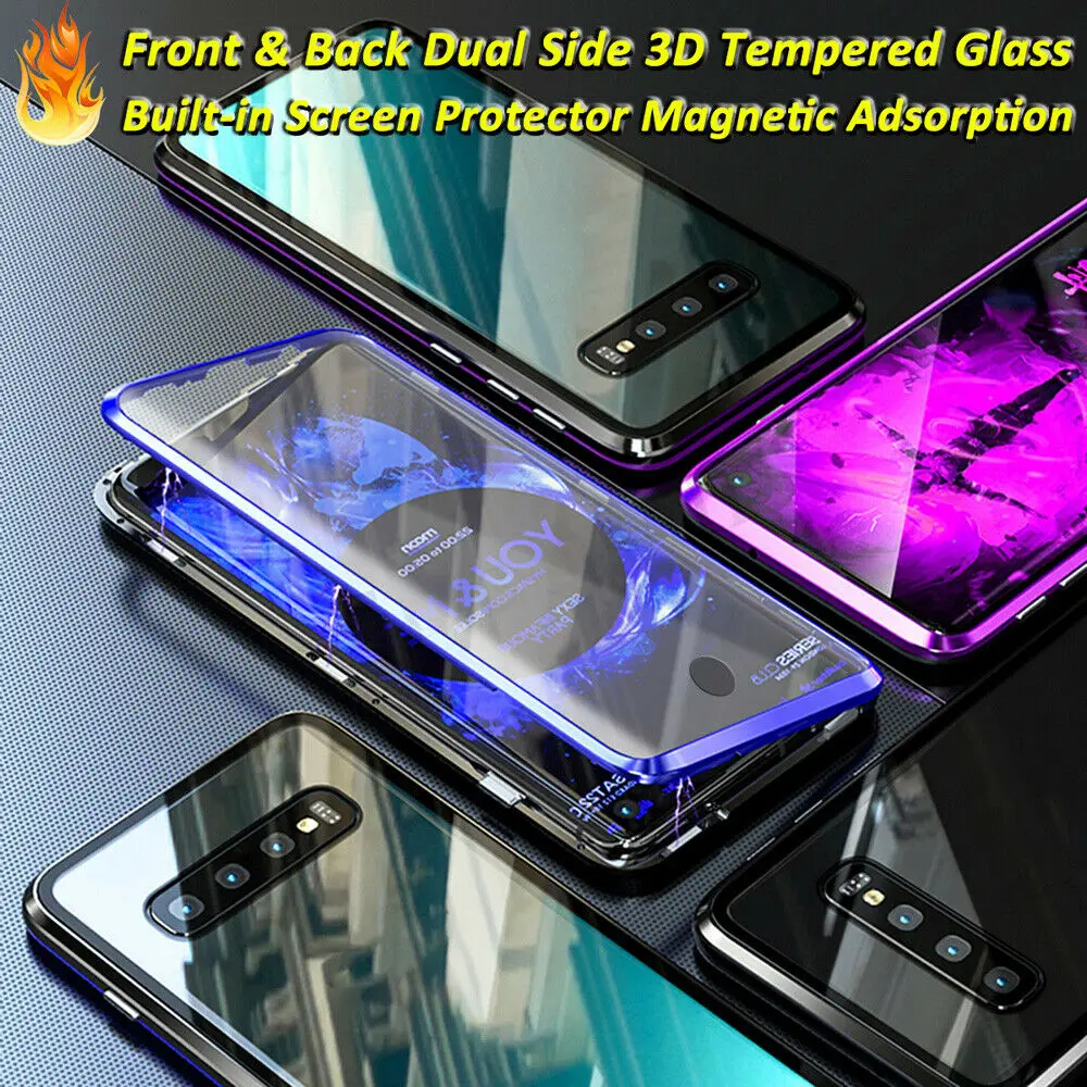 For Samsung Galaxy S10 S9 S8 Plus S10E Note 9 8 360 Degrees Screen Protector Glass Magnet Case