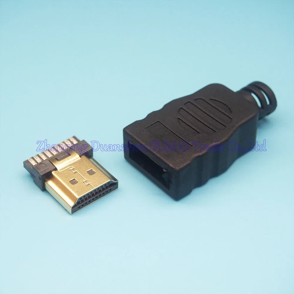 20 компл./лот 2 в 1 HDMI 19 P штекер с пластиковым корпус соединителя соединительный провод типа