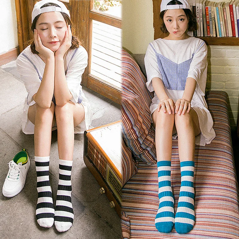5 пара носок Для женщин бренд хлопок Красочные формирование Весенняя школьная Повседневное смешные носки полосатые носки Harajuku Винтаж