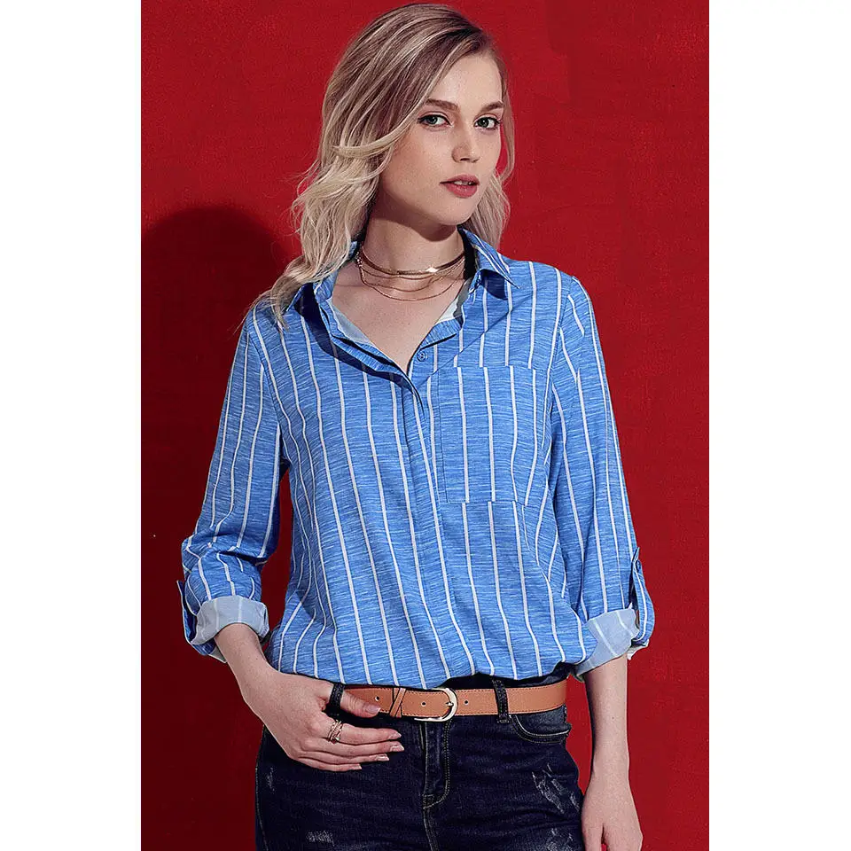 Sky-Blue-Striped-Roll-Tab-Sleeve-Button-Shirt-LC251344-4-4