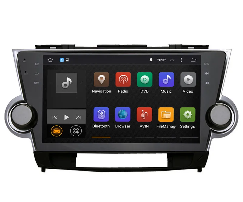 Top 10.1" Android 7.1 Car Multimedia Player GPS Navigation for Toyota Highlander 2008-2013 with Bluetooth Radio USB AUX SD Stereo 0