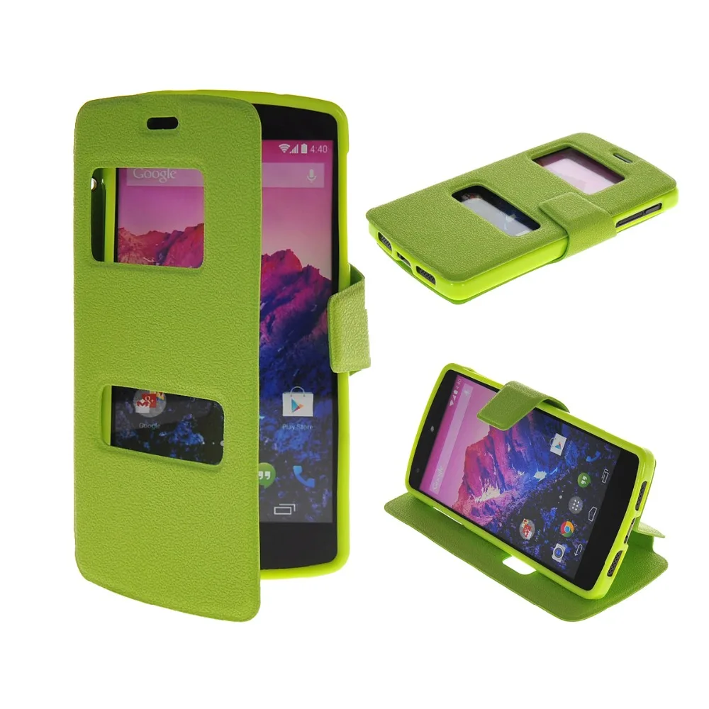 

Double Window Pu Leather 4.95For Nexus 5 Case For LG Nexus 5 Google Nexus 5 Cell Phone Back Cover Case