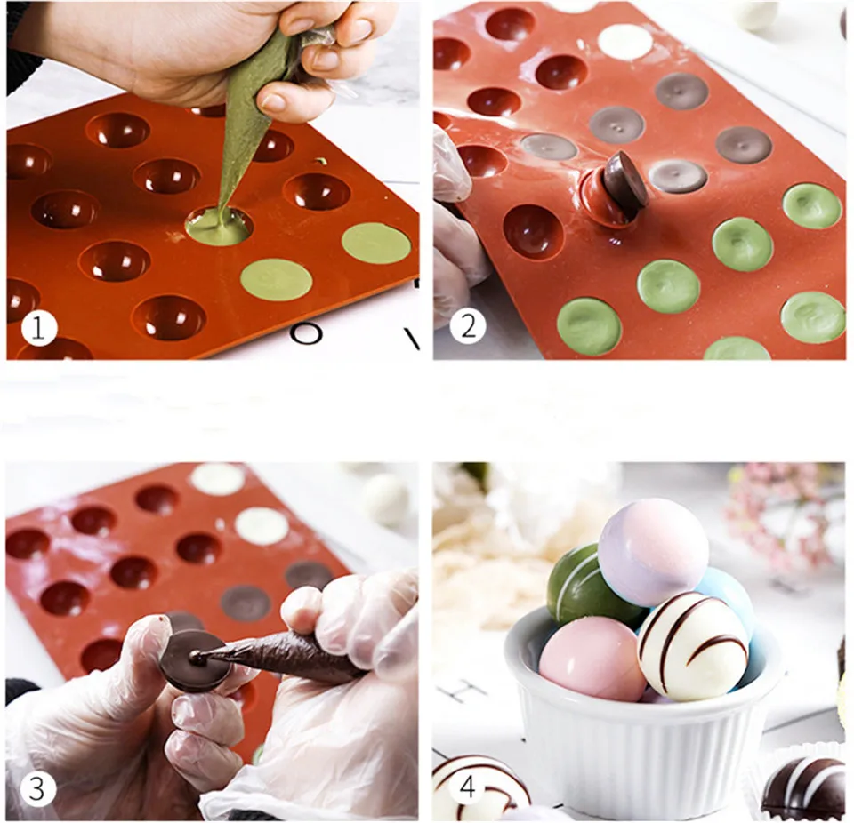 24 Отверстия полусфера формы силиконовые шоколадные формы печенье конфеты желе формы жаропрочные инструменты для выпечки DIY украшения торта инструменты