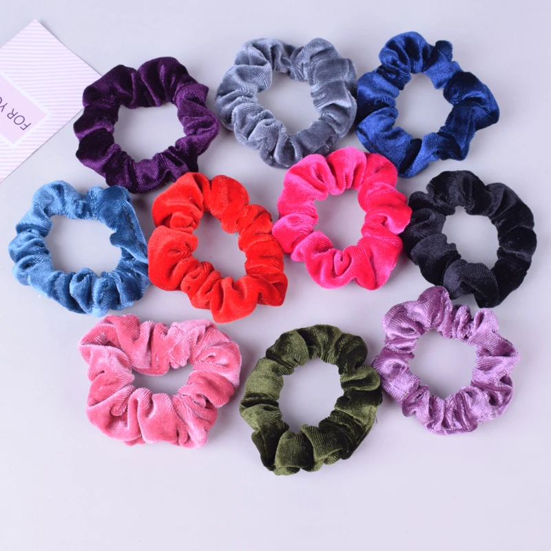10Pcs Soild Color Velvet Scrunchy Hair Tie Elegant Scrunchies Hair Accessories