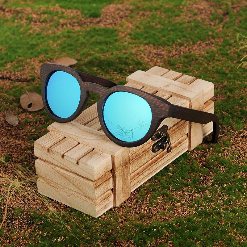 BOBO BIRD женские солнцезащитные очки мужские солнцезащитные очки Черные кошачьи глаза Деревянные УФ поляризованные покрытия бамбуковые деревянные модные очки в коробке