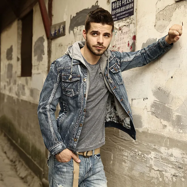 denim jacket over hoodie men's