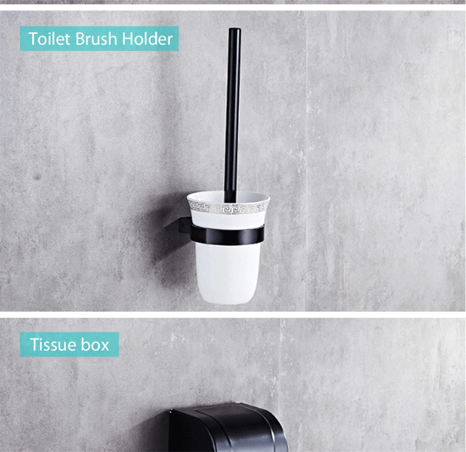 Eye Free Bathroom Accessories Black Towel Rack Hooks Shower Rack Corner Toilet Paper Holder Box Toilet Brush Towel Rails (16)
