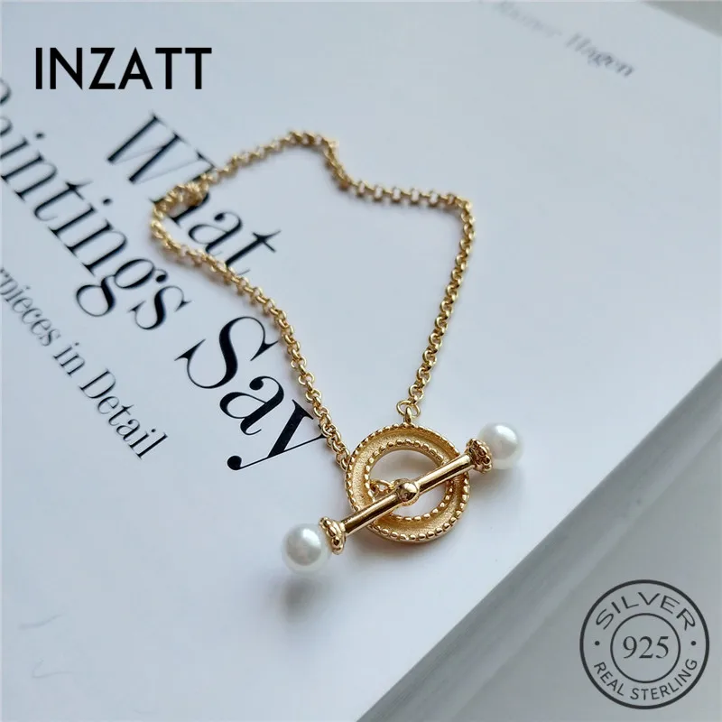 INZATT, настоящее 925 пробы, серебряный, классический, элегантный, полый, Круглый, жемчужный браслет из застежек, Femme Mode,, вечерние, модные ювелирные изделия, подарок