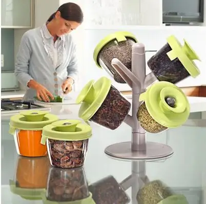 

Smartlife Kitchen Storage Racks Organizer High Quality Spice Tree Pots Seasoning Tanks 6 Cans Set with Pop Up Spice Rack