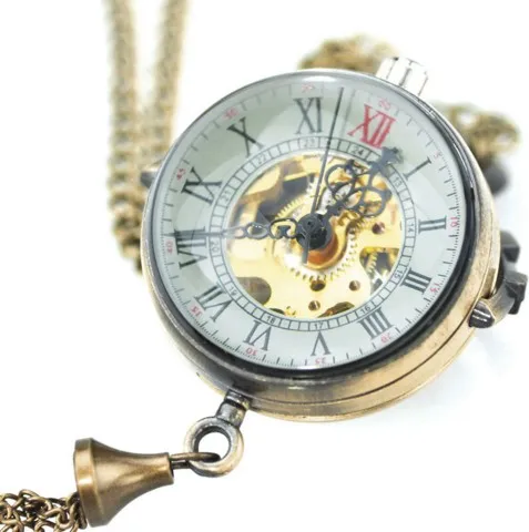New Arrival Steampunk Transparent Glass Ball Mechanical Pendant Pocket Watch Cha New Arrival Steampunk Transparent Glass Ball Mechanical Pendant Pocket Watch Cha