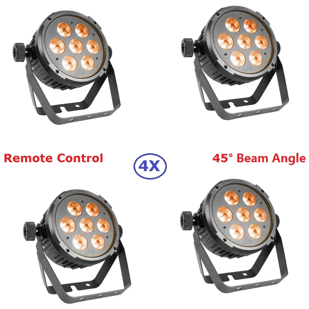 

4 Unit LED Flat Par Light 7X8W RGBWA/RGBWUV 5IN1 LED Stage Par Light With DMX512 For Party Wedding Disco KTV Events Lighting