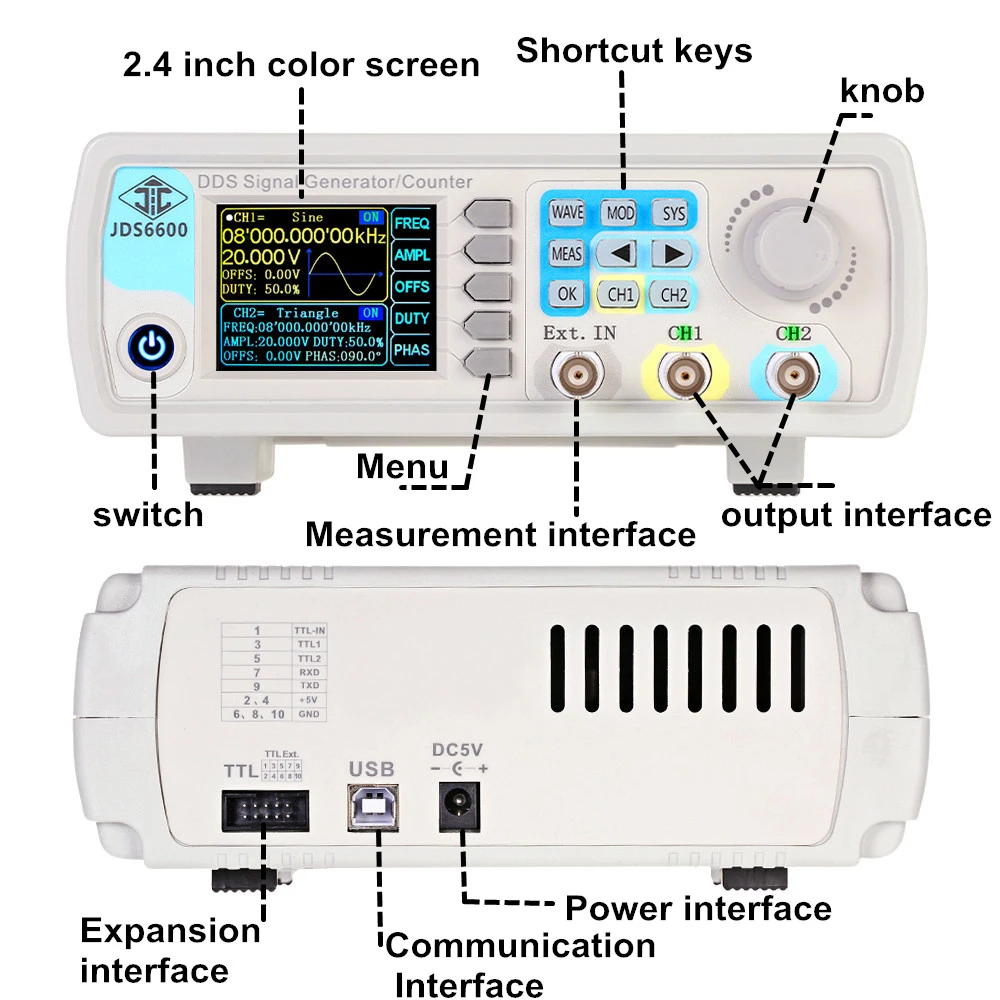 JDS6600 генератор сигналов функция генератор цифровой контроль двухканальный DDS произвольный синусоидальный сигнал импульсный Частотомер