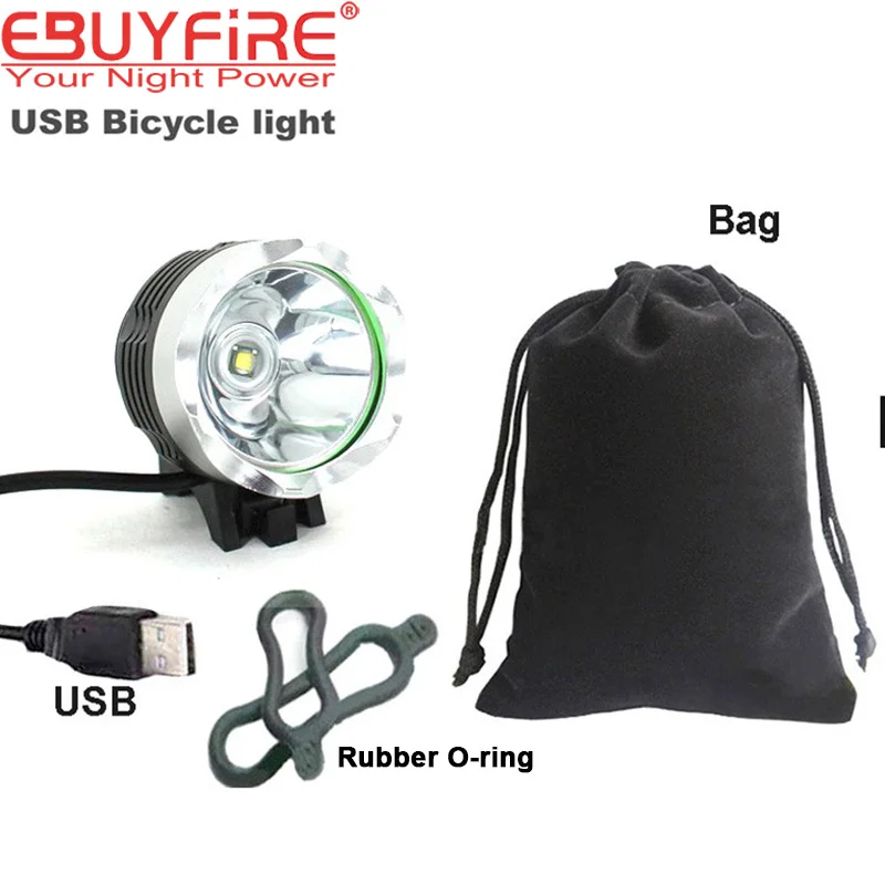 Discount USB Bicycle light XM-L T6 2000LM 5V USB LED Bike Bicycle Light 3 Modes With 2*Orings 1