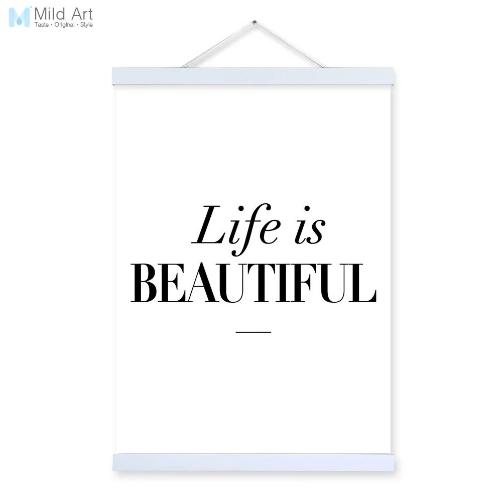 Modern Black White Motivational Beautiful Quotes Wooden Framed Canvas Painting Home Decor Wall Art Print