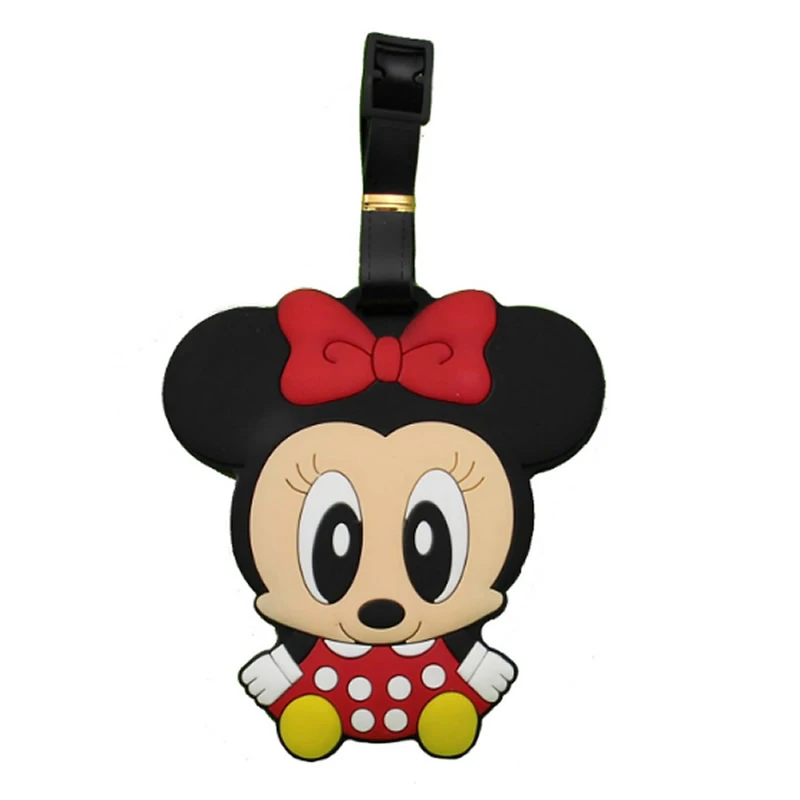 Travel Accessories Cartoon Mickey Minnie Silica Gel Luggage Tag Label Suitcase ID Address Holder Women Portable Baggage Boarding