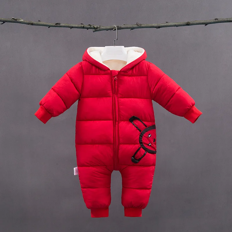 

BibiCola Infant Baby Warm Rompers Newborn Baby Winter Plus Velvet Long Sleeve Pajamas Clothes Baby Girls Thick Hoodies Sleepwear