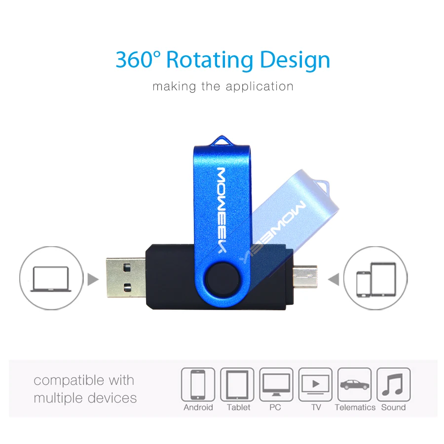 Moweek 32 ГБ 6 шт./упак. смешивания Цвет OTG USB флэш диск Вращающийся флешки высокое