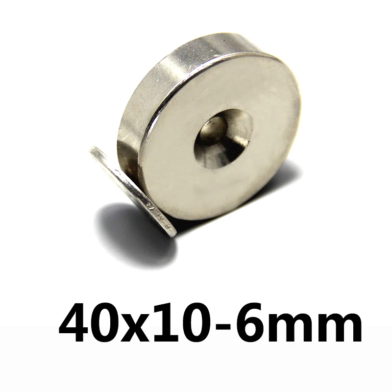 

1pcs N35 40x10mm hole 6mmSuper Strong Ring Loop Countersunk Magnet Rare Earth Neo Neodymium Magnets Cylinder