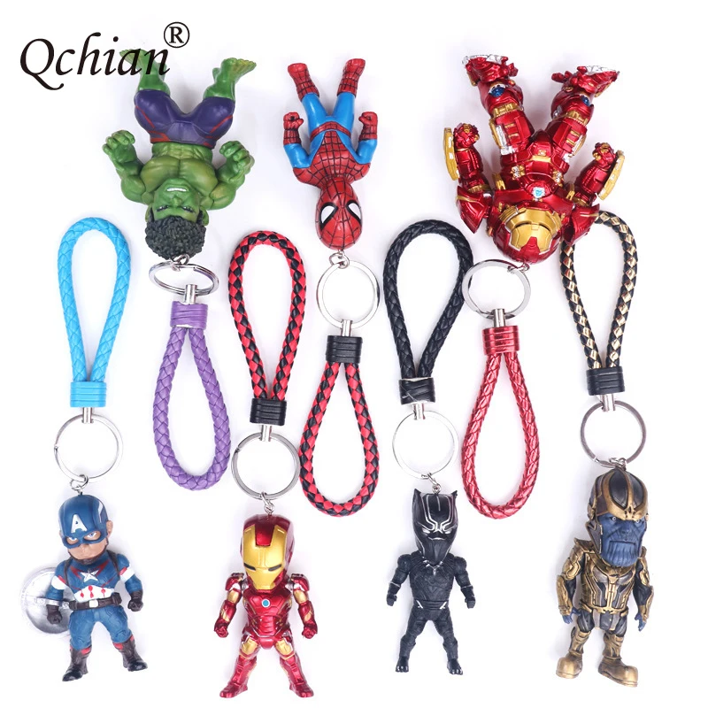 7pcs 11pcs Action Figure Keychain Naruto Sasuke Marvel Spider Super Man Iron Man Dragon Ball Goku Dolls Toys 3D PVC Keychain