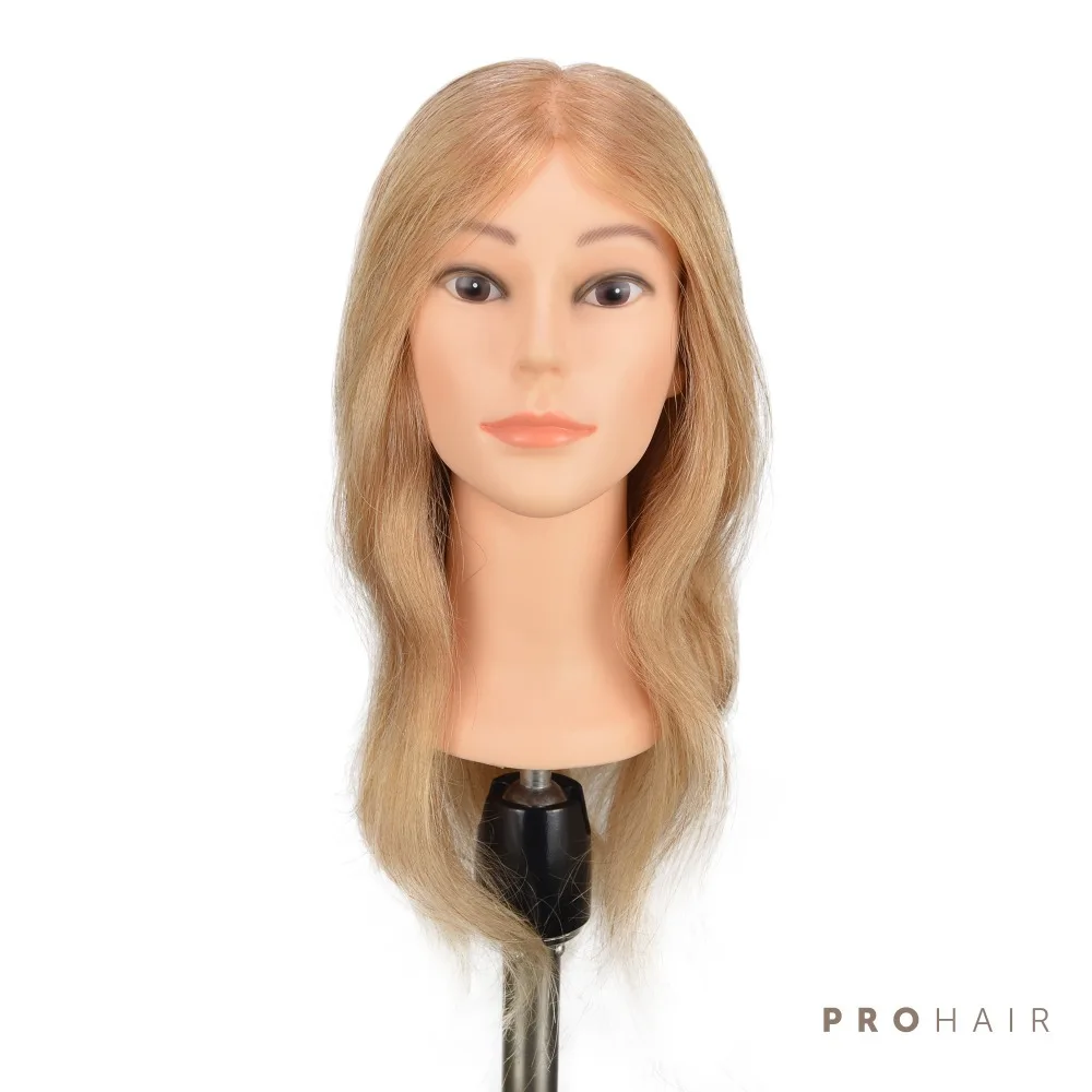 

PROHAIR 40CM 16'' 100% Human Hair Light Blond MINI Training Head Salon Female Mannequin Head Hairdressing Practice Training