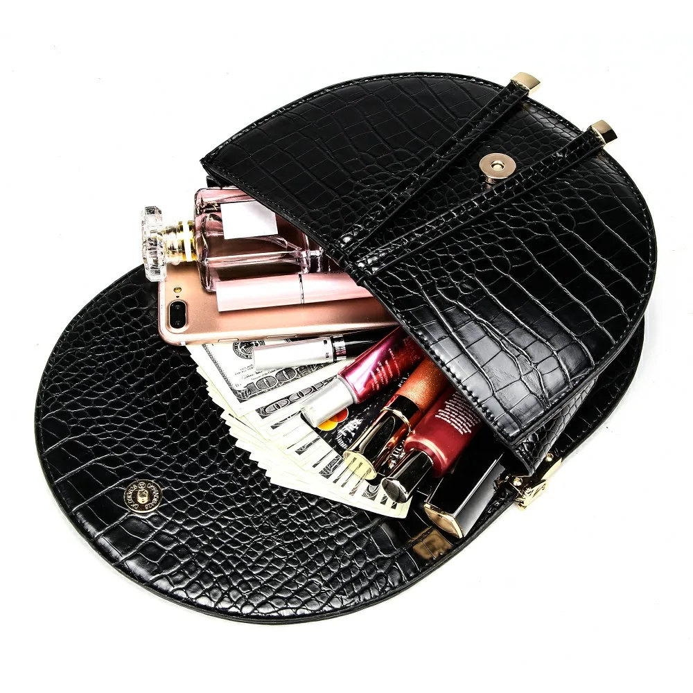  Crocodile Pattern Crossbody Bags for Women Half Round Messenger Bag Pu Leather Luxury Handbags Wome - 33038880448