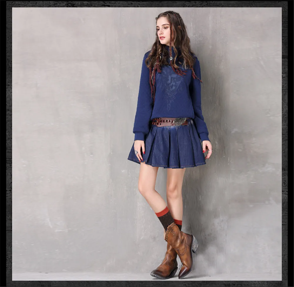 Vintage Thicken Women Hoodies Winter 2018 Spring Ethnic Embroidery Hooded Warm Long Sleeve All-match Pullover Knit Sweatshirt (6)