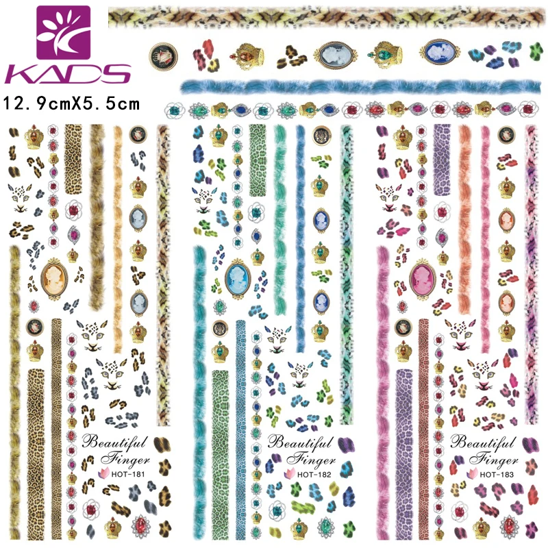 

KADS 3sheet/set Leopard design Water decal Nail art Stickers design Nail Art Decals Water Transfer stickers manicure wraps Tips