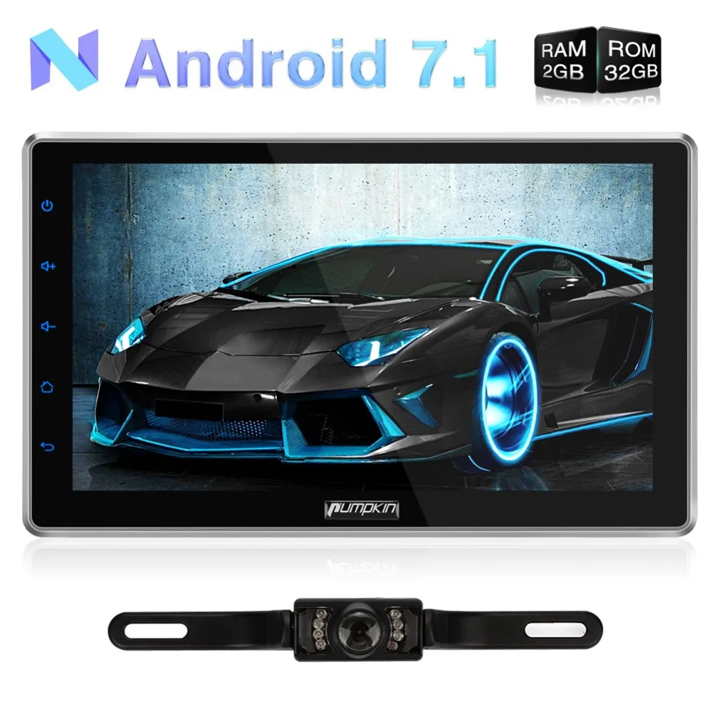 

Pumpkin 2 Din 10.1''Android 7.1 Car Multimedia No DVD Player Quad-Core GPS Navigation Fast Boot Car Stereo Rotated Wifi Headunit